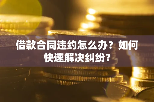 武汉借款合同违约怎么办？如何快速解决纠纷？