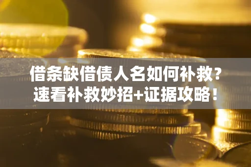 武汉借条缺借债人名如何补救？速看补救妙招+证据攻略！