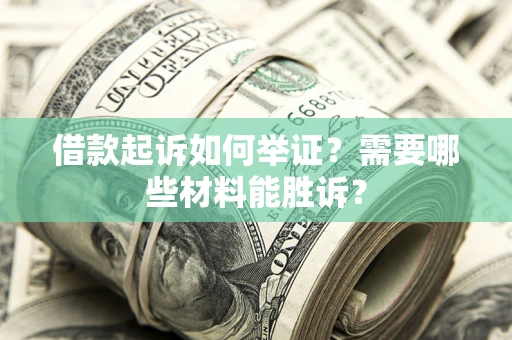 武汉借款起诉如何举证？需要哪些材料能胜诉？